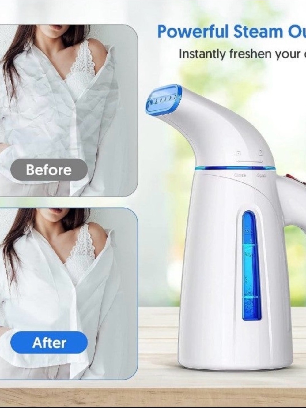 NEW OHGOM Portable Garment Steamer - White with Blue Accents